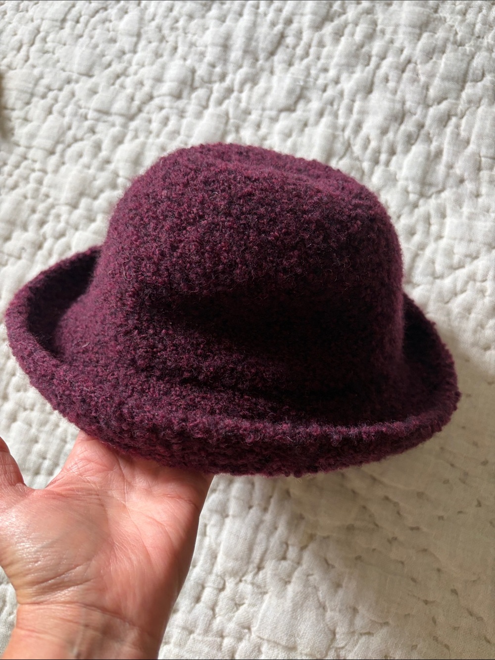 Vintage Wool burgundy/plum Cloche Bowling Hat - Picture 5 of 5